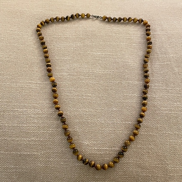 Sterling Silver Tiger’s Eye Beaded Necklace - Picture 3 of 7